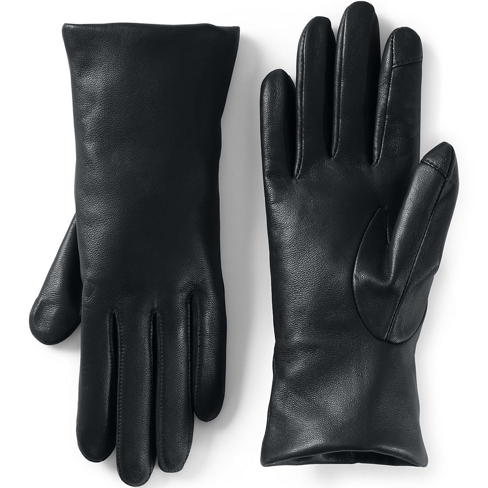 NWT Land’s End Black Leather Gloves - SMALL